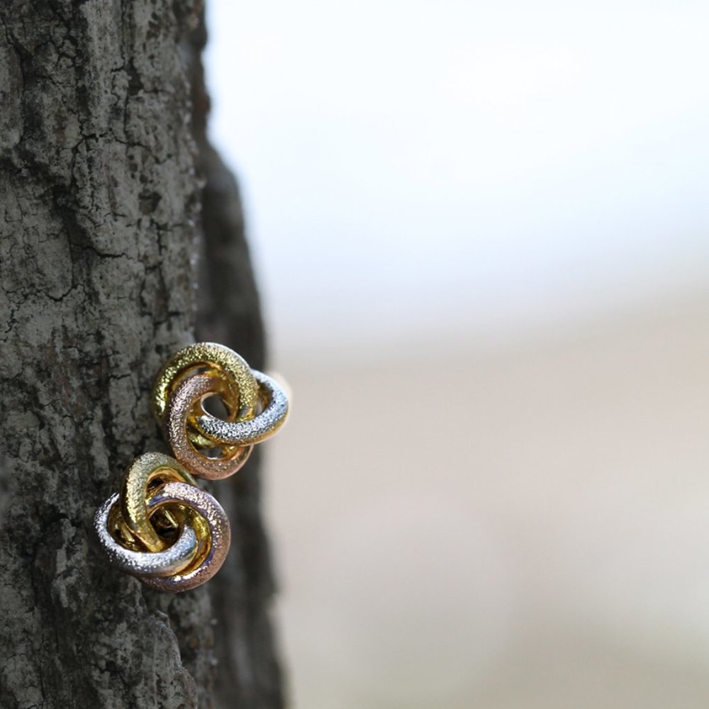 SOLD Gold Knot Earrings Studs Fashion Earrings Studs - Picture 5 of 5